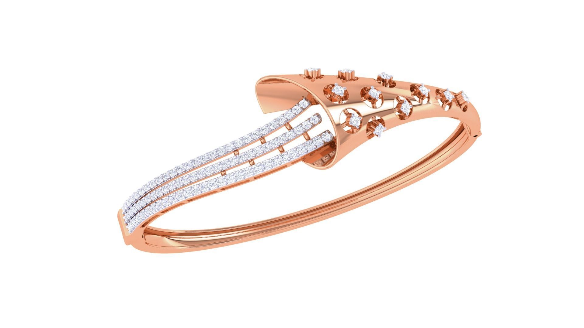 Flower High Jewelry Italian Diamond Women Bracelets 3dm stl obj 3D print model_6