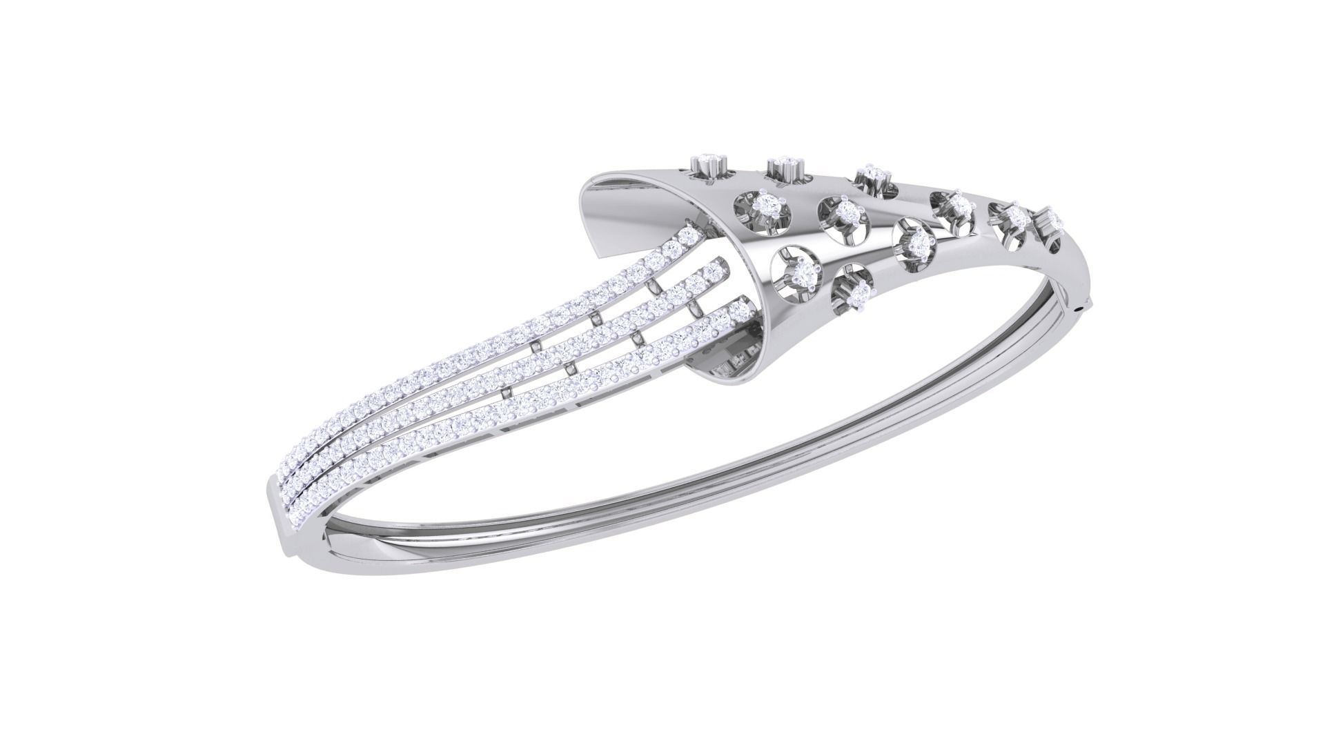 Flower High Jewelry Italian Diamond Women Bracelets 3dm stl obj 3D print model_5