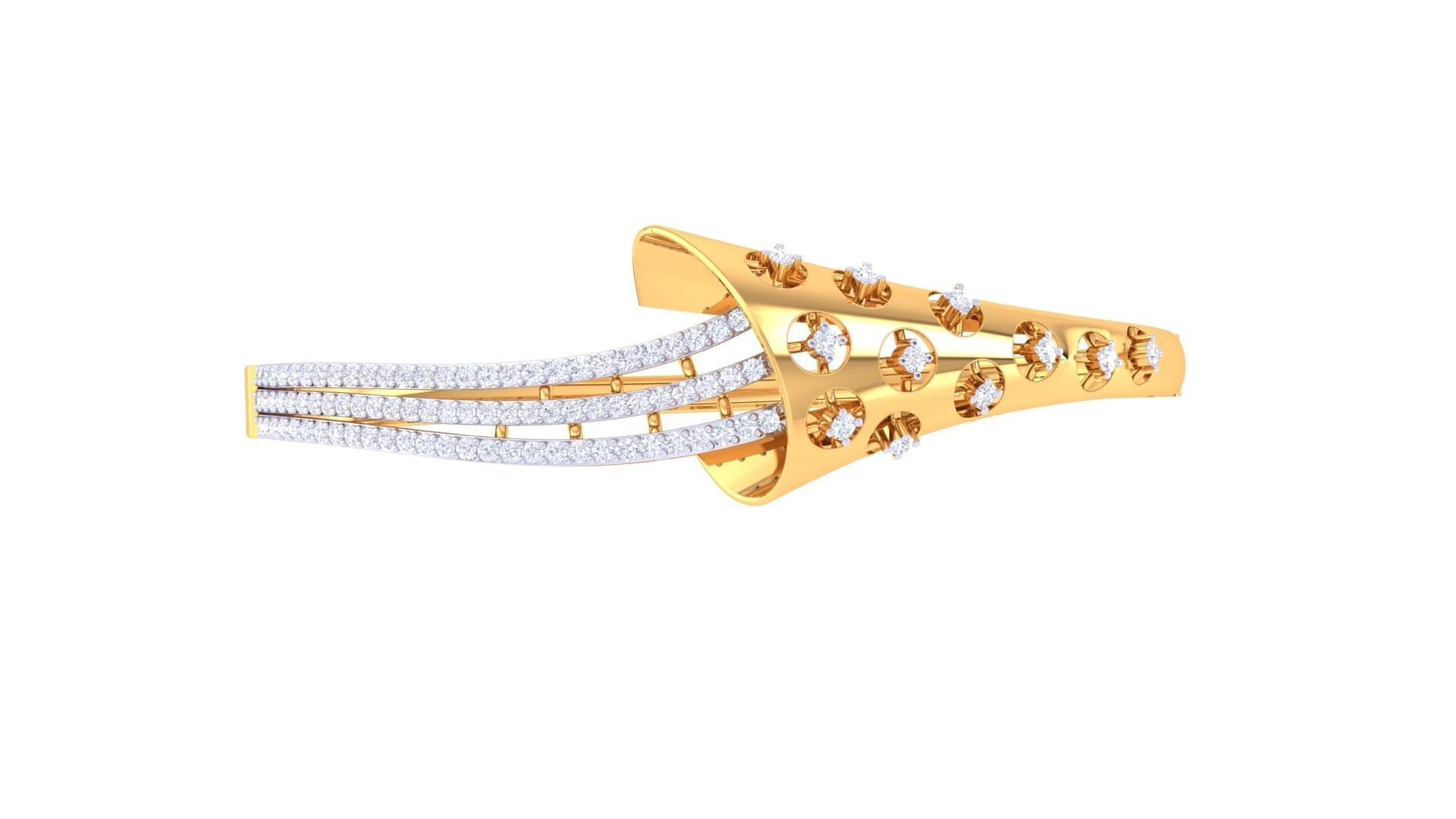 Flower High Jewelry Italian Diamond Women Bracelets 3dm stl obj 3D print model_7