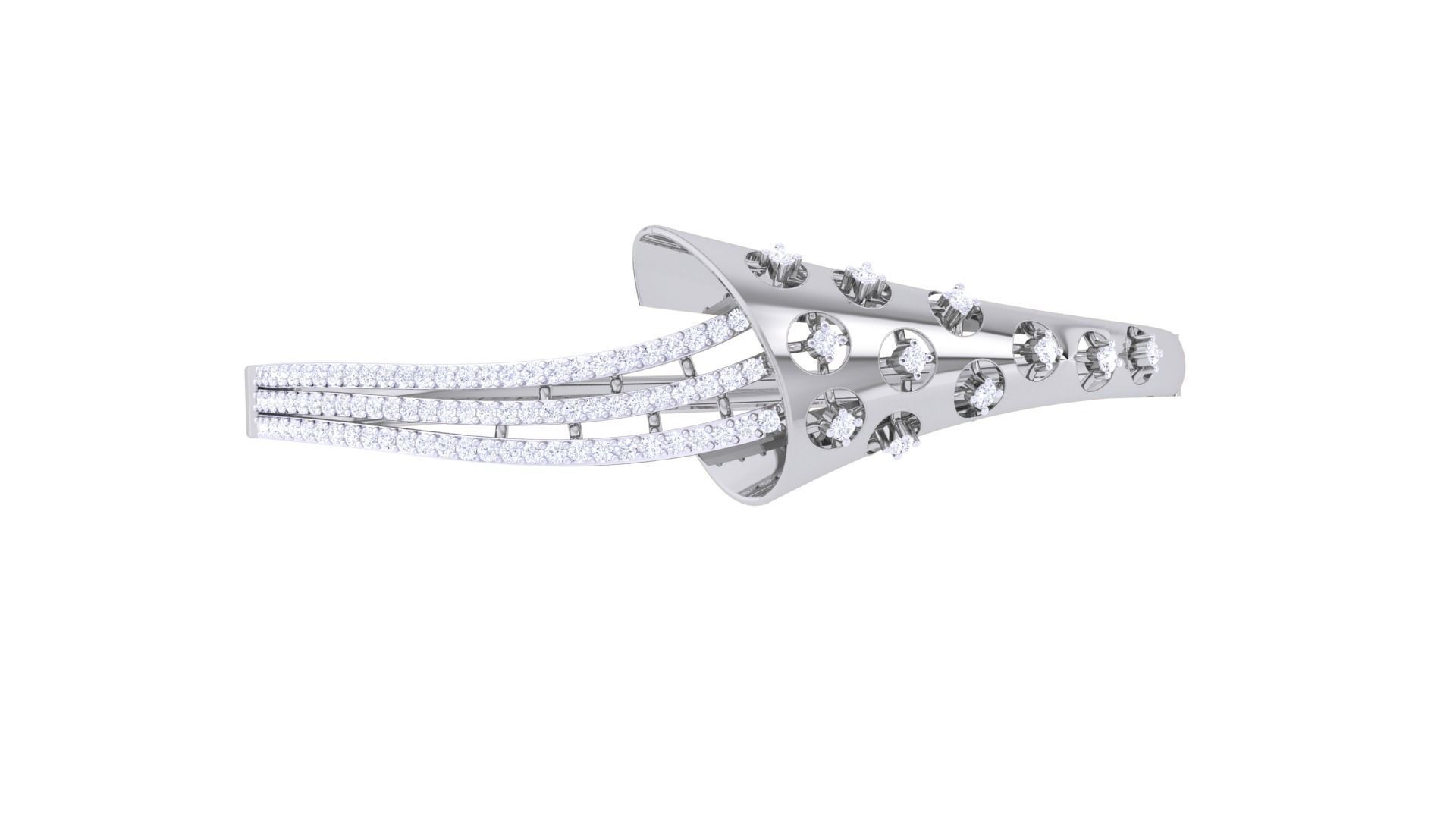 Flower High Jewelry Italian Diamond Women Bracelets 3dm stl obj 3D print model_8