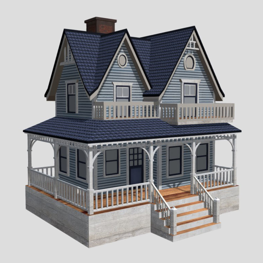 American Style Cottages - Town Houses Models 3D Model Collection_6