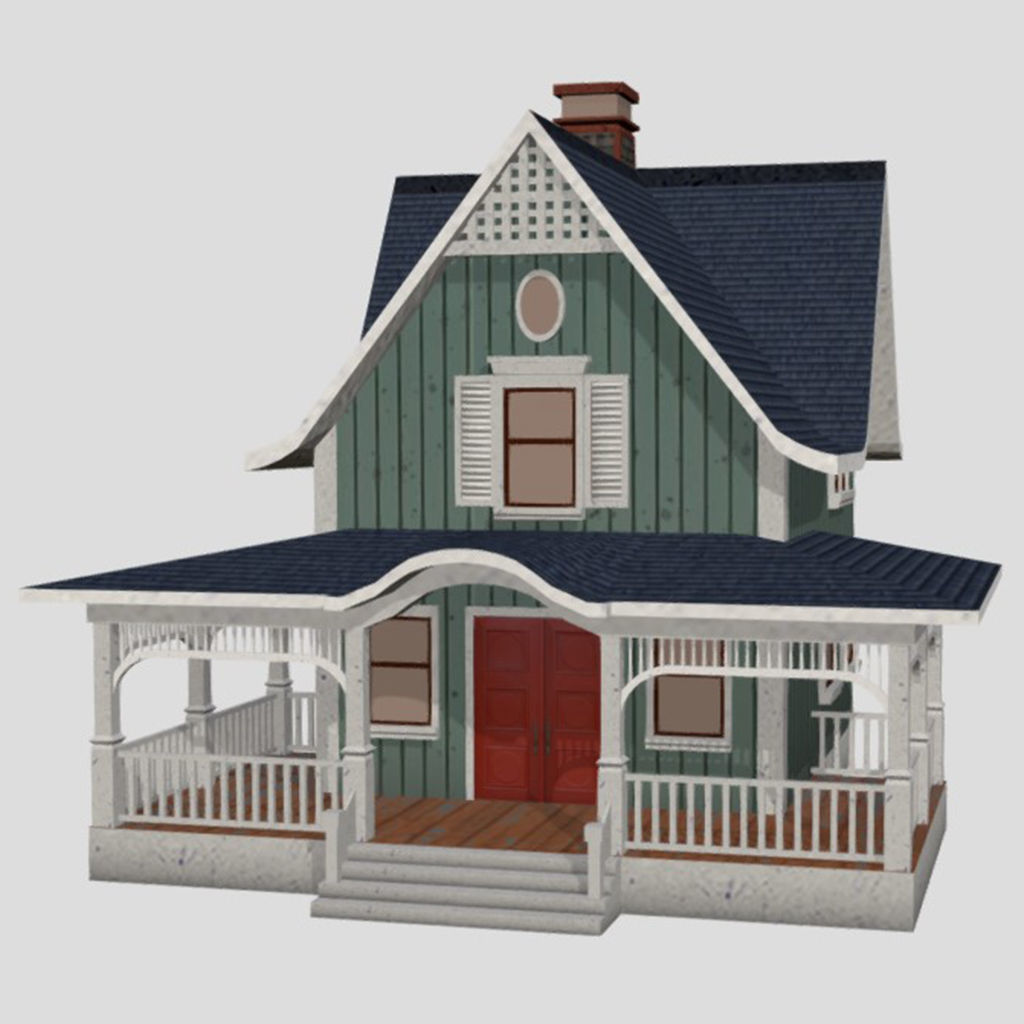 American Style Cottages - Town Houses Models 3D Model Collection_3