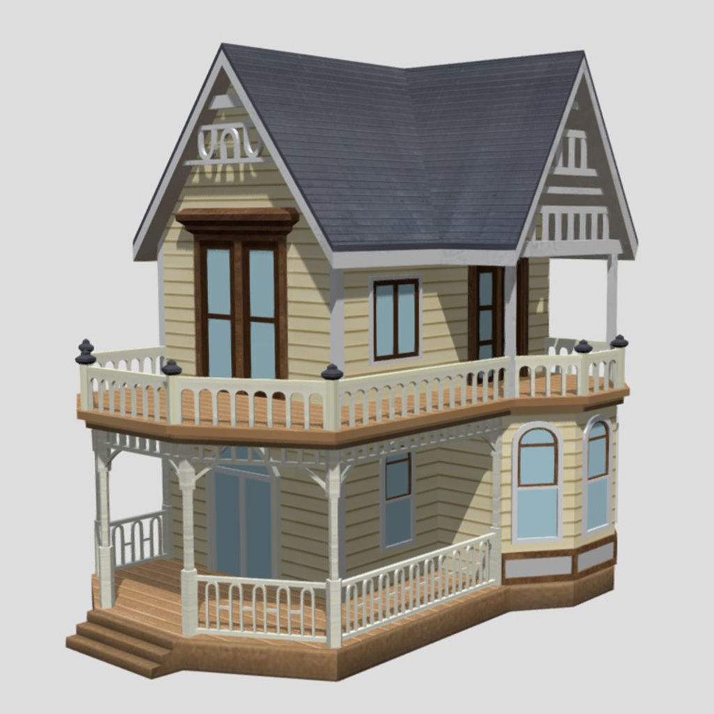 American Style Cottages - Town Houses Models 3D Model Collection_1