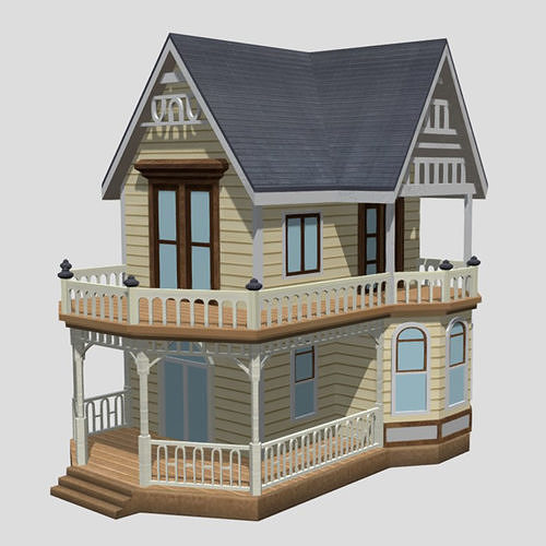 American Style Cottages - Town Houses Models 3D Model Pack 2