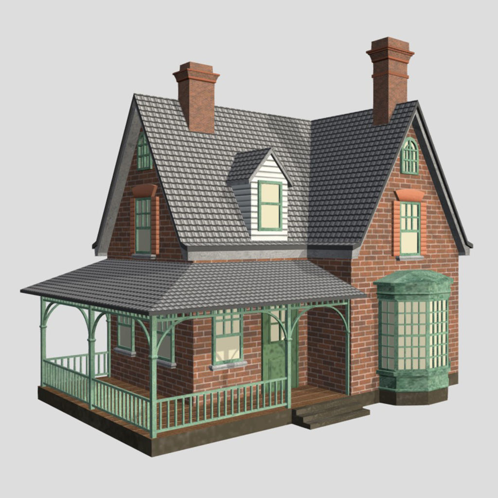 American Style Cottages - Town Houses Models 3D Model Collection_5