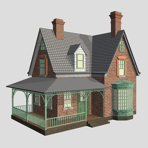 American Style Cottages - Town Houses Models 3D Model Pack 6