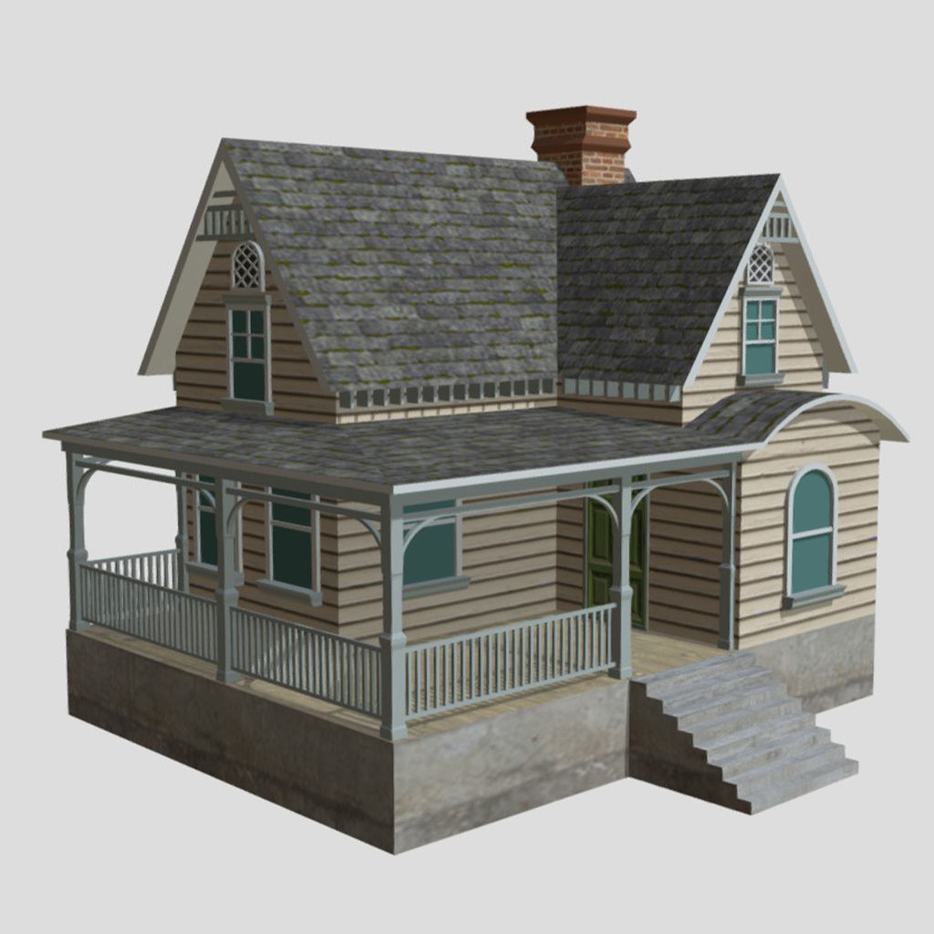 American Style Cottages - Town Houses Models 3D Model Collection_9