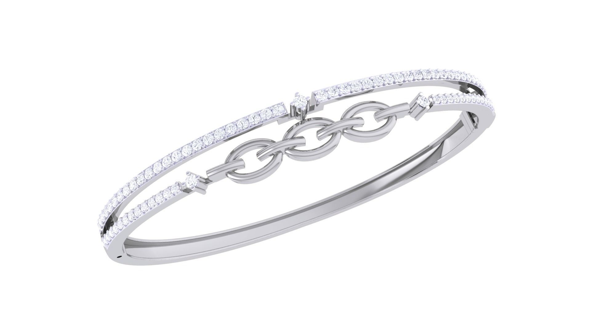 Chain High Jewelry Italian Diamond Women Bracelets 3dm stl obj 3D print model_4