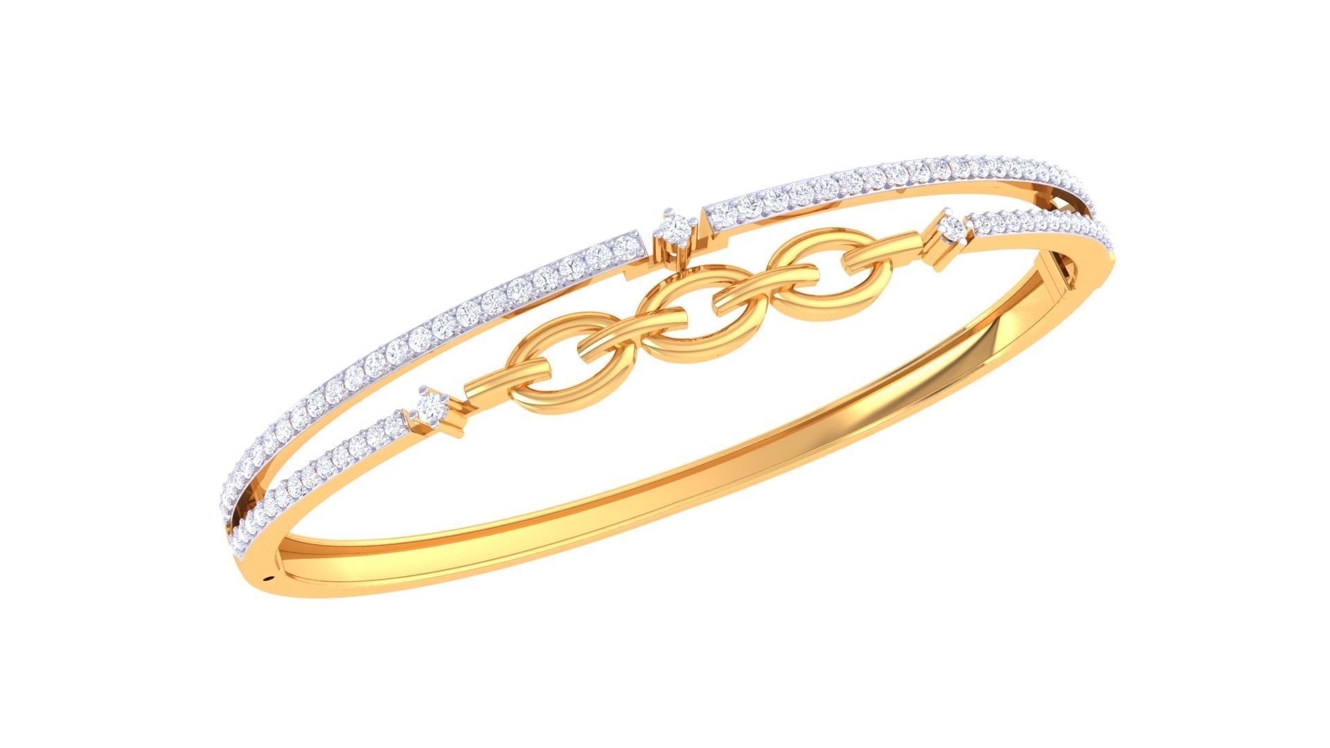 Chain High Jewelry Italian Diamond Women Bracelets 3dm stl obj 3D print model_2