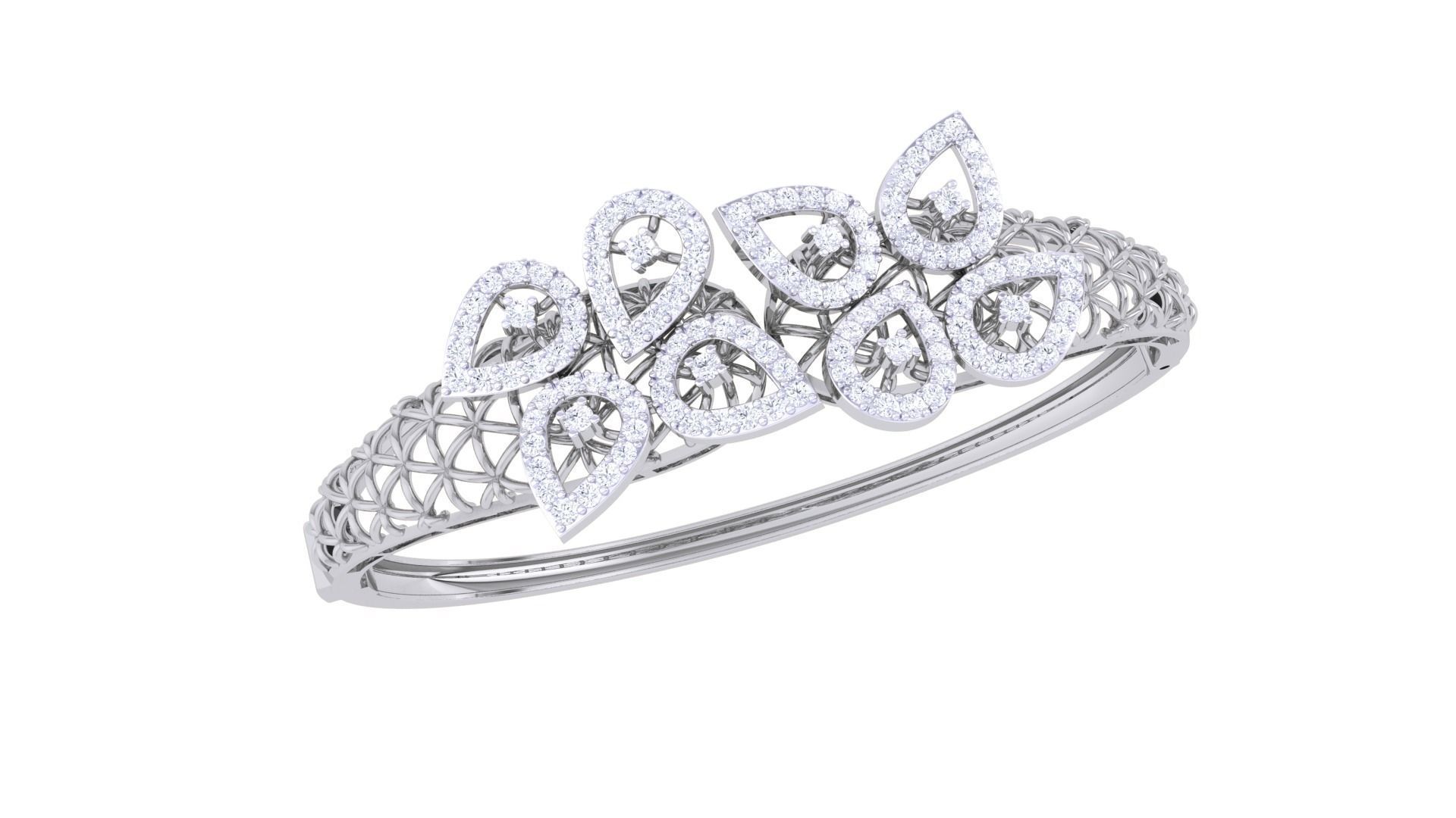 Flower High Jewelry Italian Diamond Women Bracelets 3dm stl obj 3D print model_5