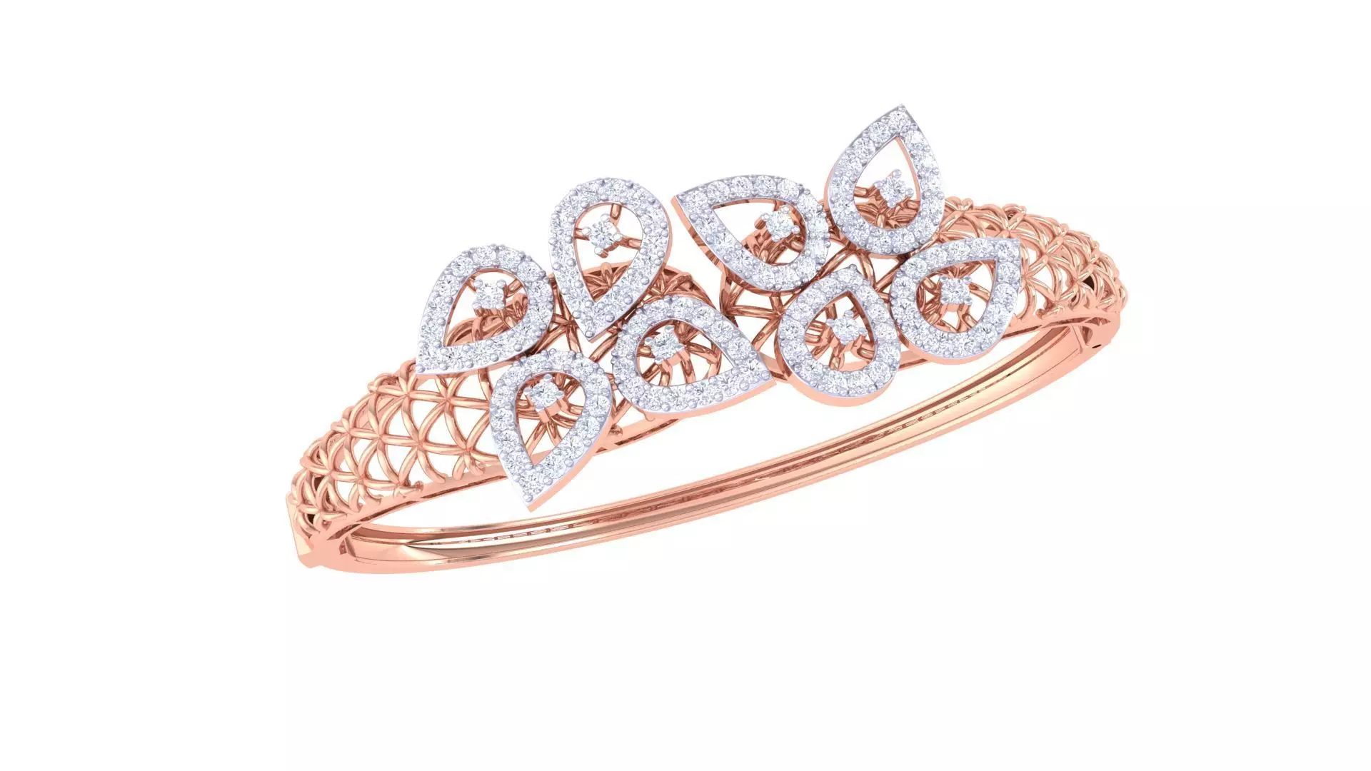 Flower High Jewelry Italian Diamond Women Bracelets 3dm stl obj 3D print model_0