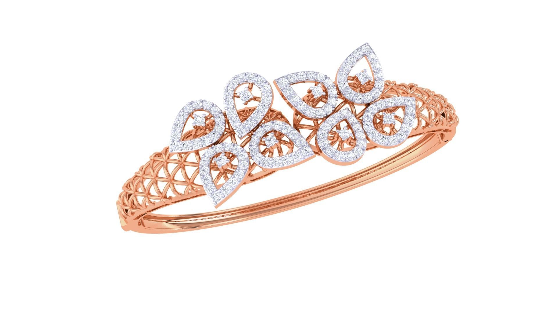 Flower High Jewelry Italian Diamond Women Bracelets 3dm stl obj 3D print model_6