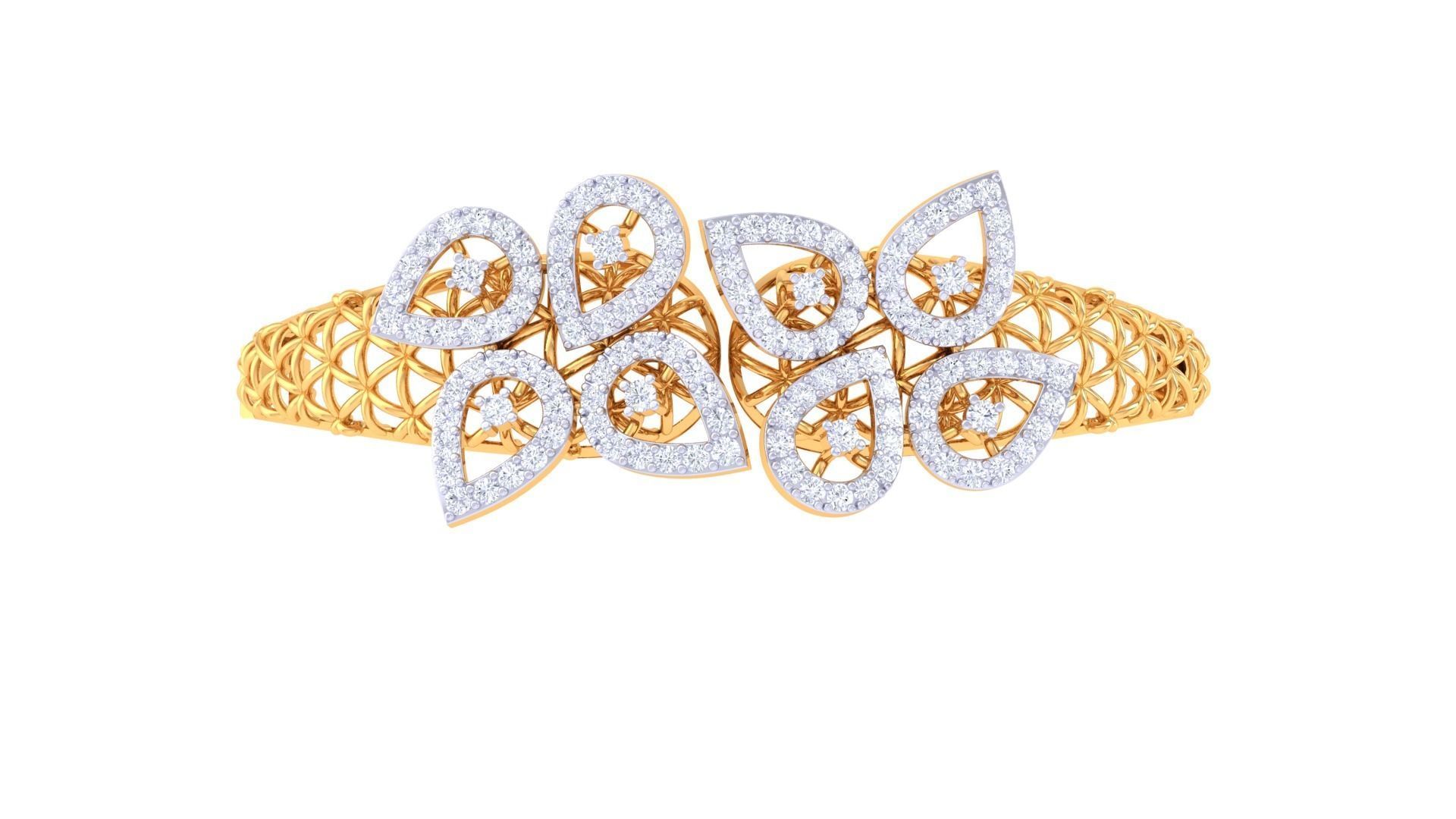 Flower High Jewelry Italian Diamond Women Bracelets 3dm stl obj 3D print model_8