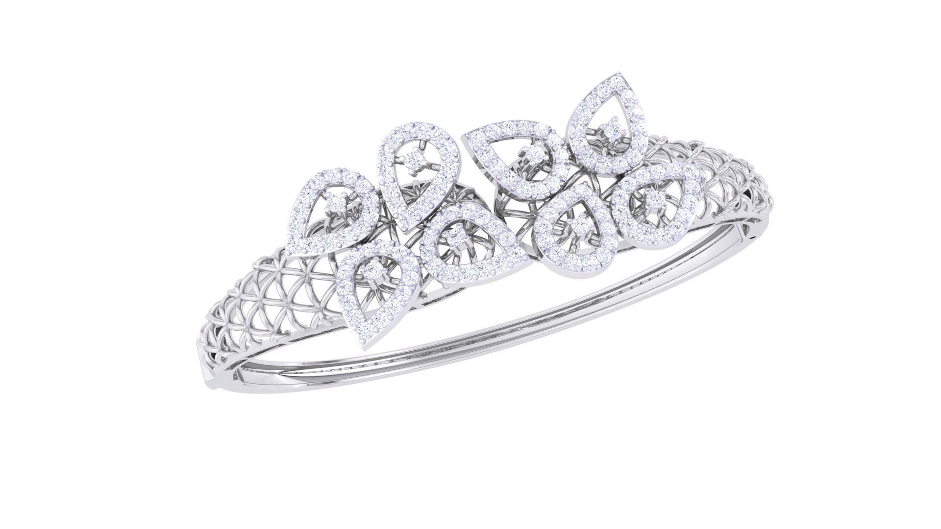 Flower High Jewelry Italian Diamond Women Bracelets 3dm stl obj 3D print model_1