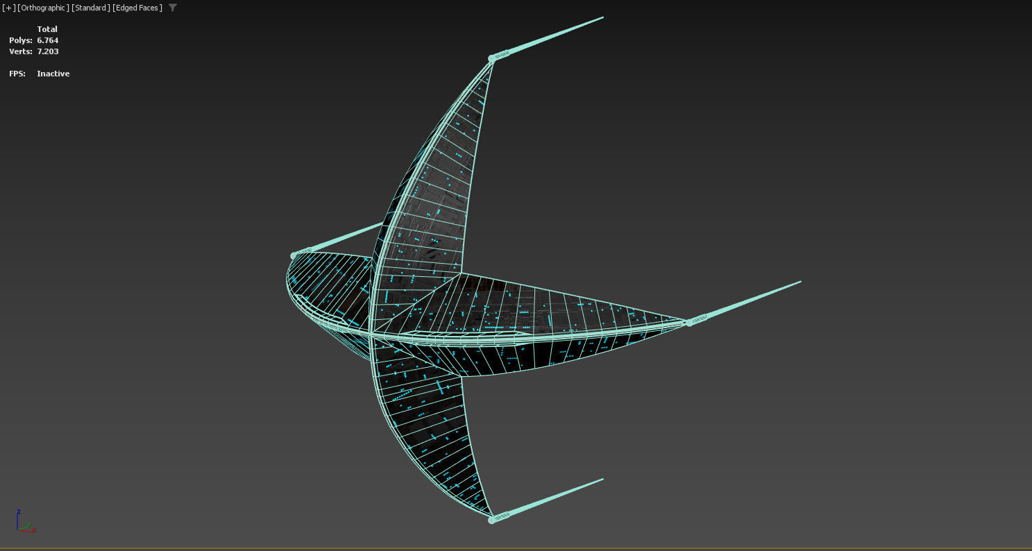 Sci-Fi Starfish Spaceship Lowpoly Game Ready Low-poly 3D model_5