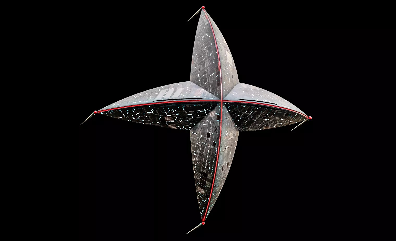 Sci-Fi Starfish Spaceship Lowpoly Game Ready Low-poly 3D model_0