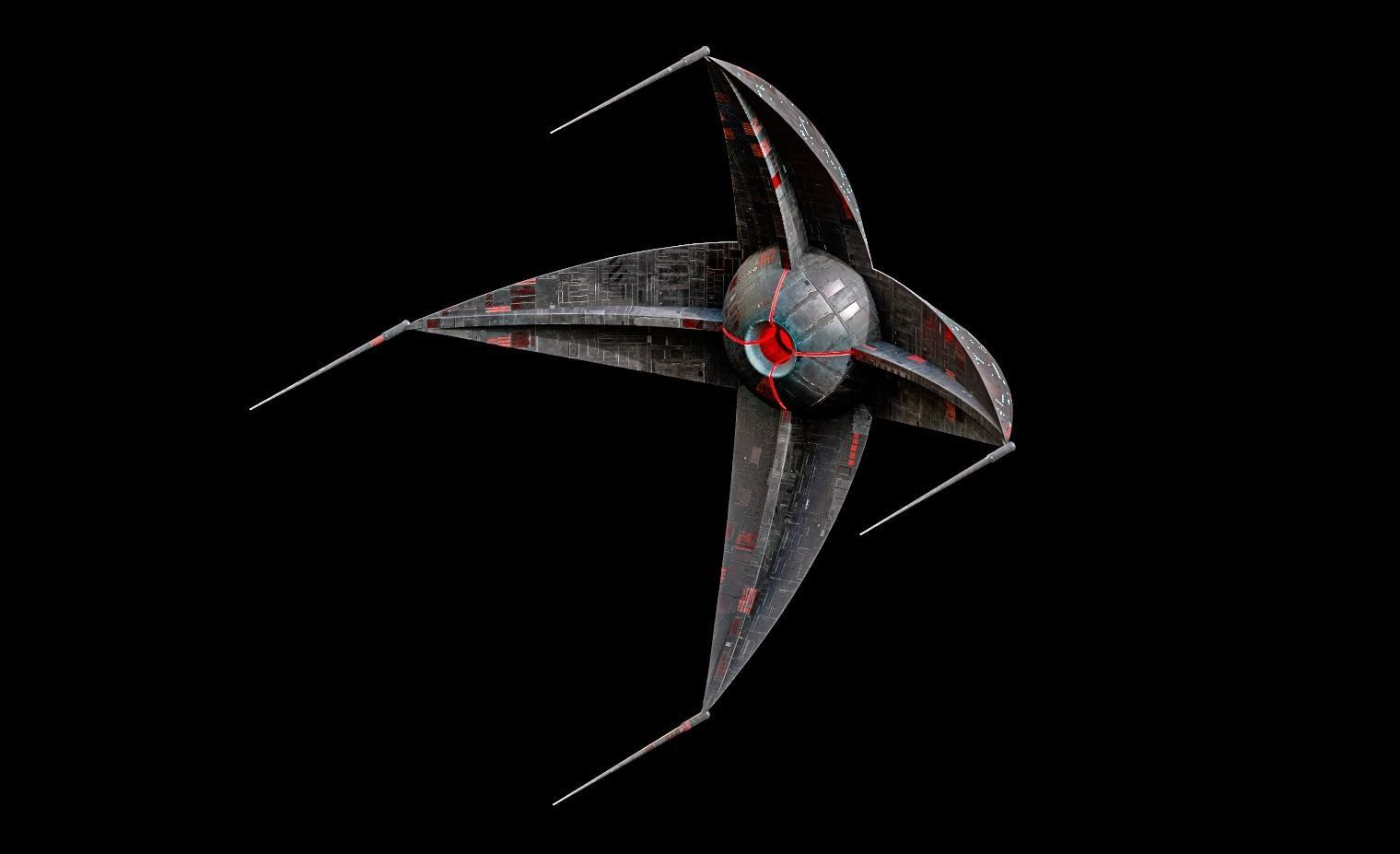 Sci-Fi Starfish Spaceship Lowpoly Game Ready Low-poly 3D model_4