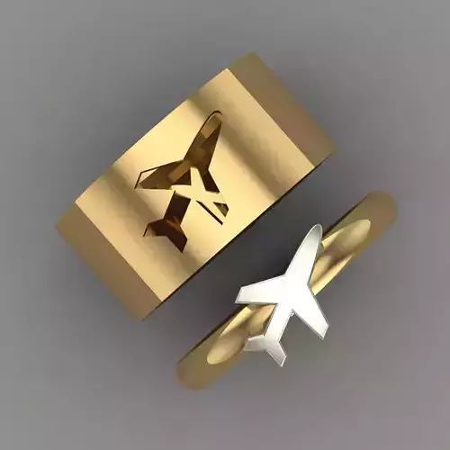 Plain Cut Aroplane Band With Ring 3D Print Model  3D print model
