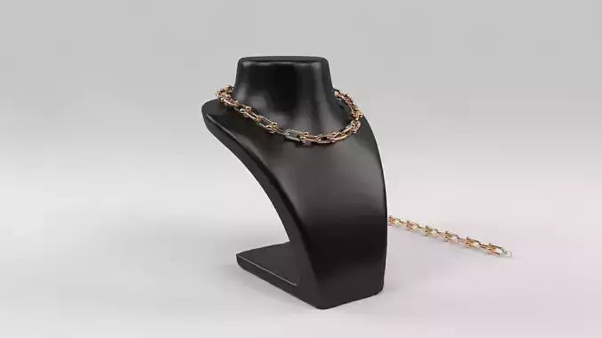 3D Tiffany Handwear Rose bold graduated link Necklace