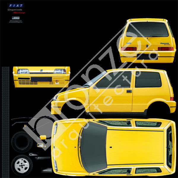 Fiat Cinquecento Sporting 1995 Low-poly 3D model_22