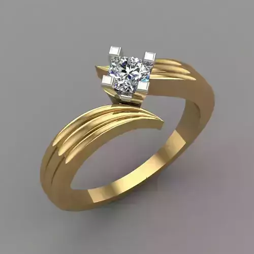 Diamond Solitaire Engagement Ring 3D Print Model 3D