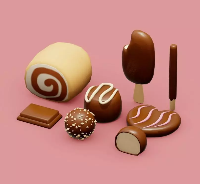 desserts Low-poly 3D model_0