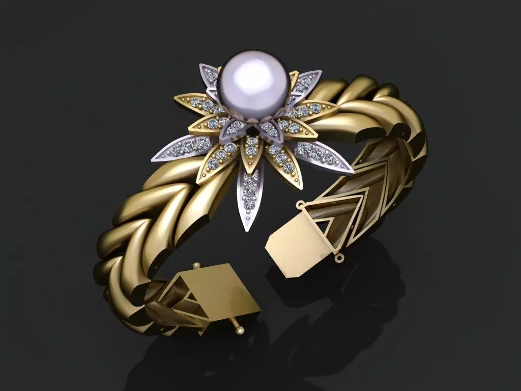 Lotus Bracelet 3D print model_0