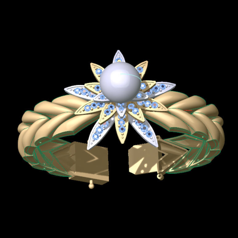 Lotus Bracelet 3D print model_1