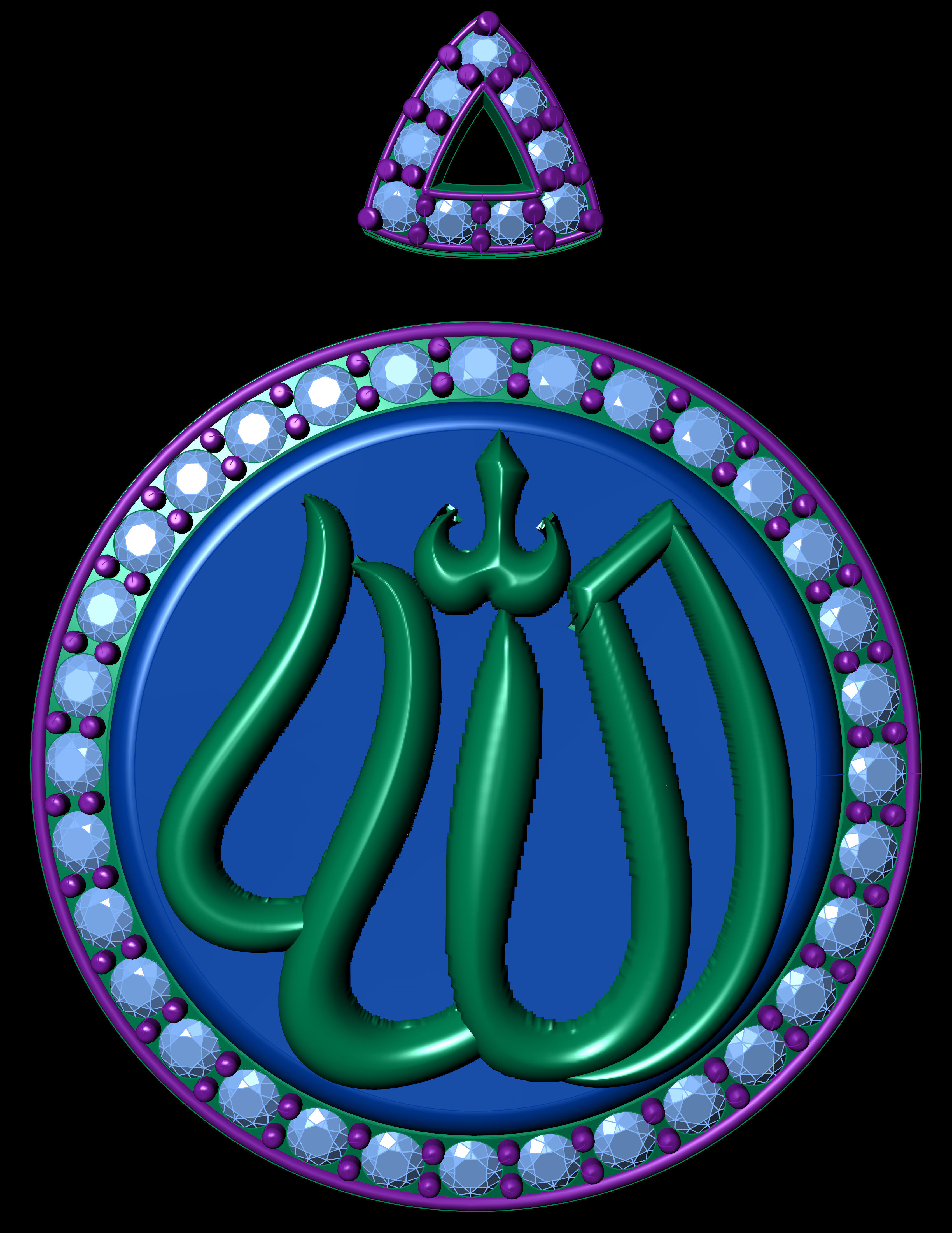 Holy Name Of Allah Almighty GolD Allah Name Pendant 3D Model  3D print model_12