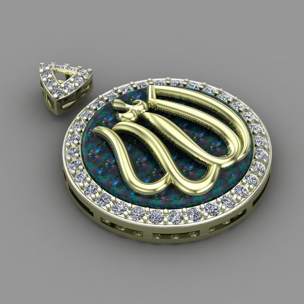 Holy Name Of Allah Almighty GolD Allah Name Pendant 3D Model  3D print model_3