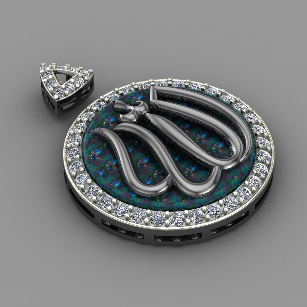 Holy Name Of Allah Almighty GolD Allah Name Pendant 3D Model  3D print model_5