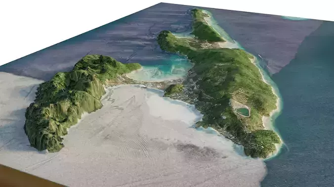 Two tropical islands connected in Thailand 3D model