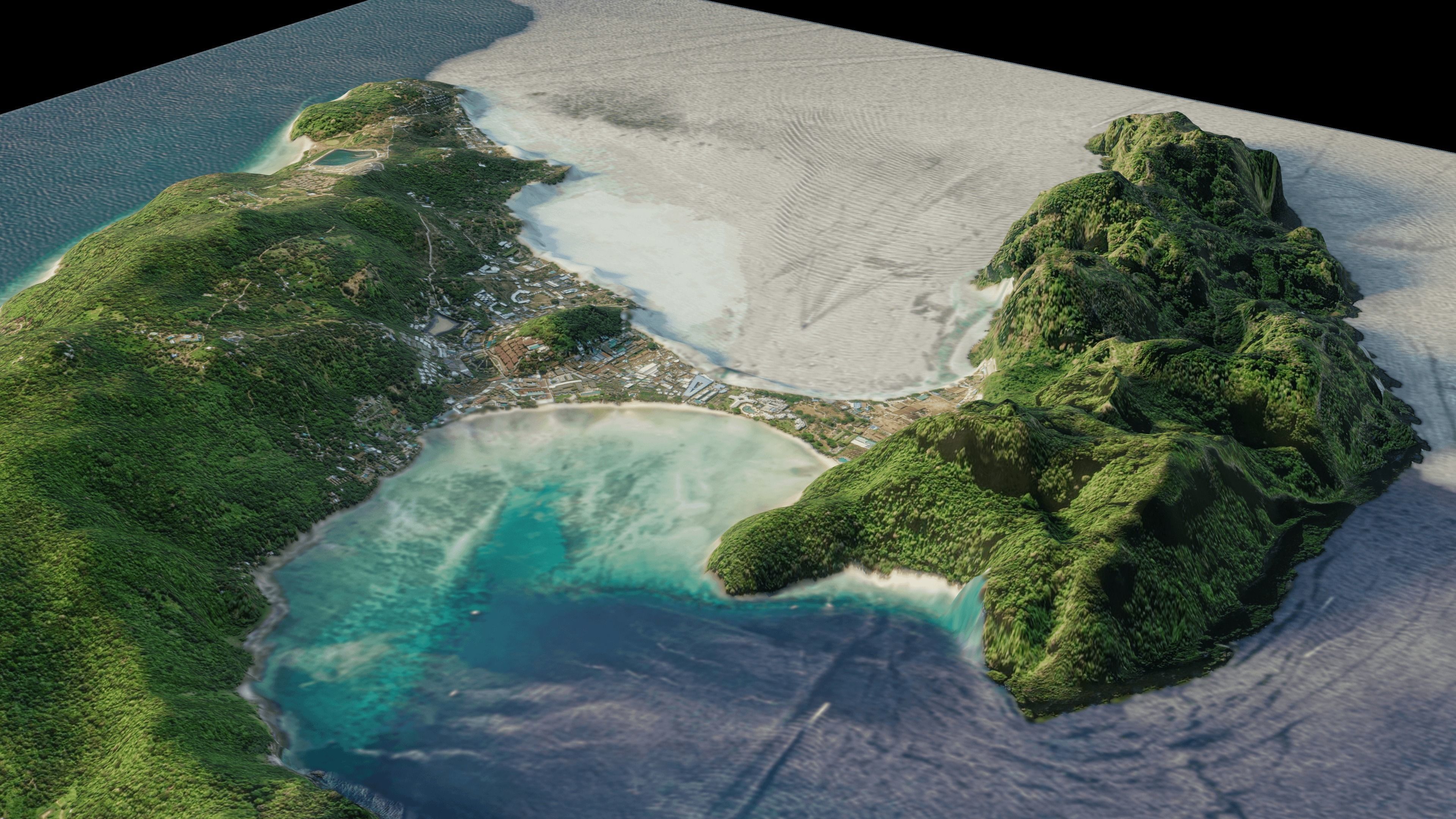 Two tropical islands connected in Thailand 3D model_2