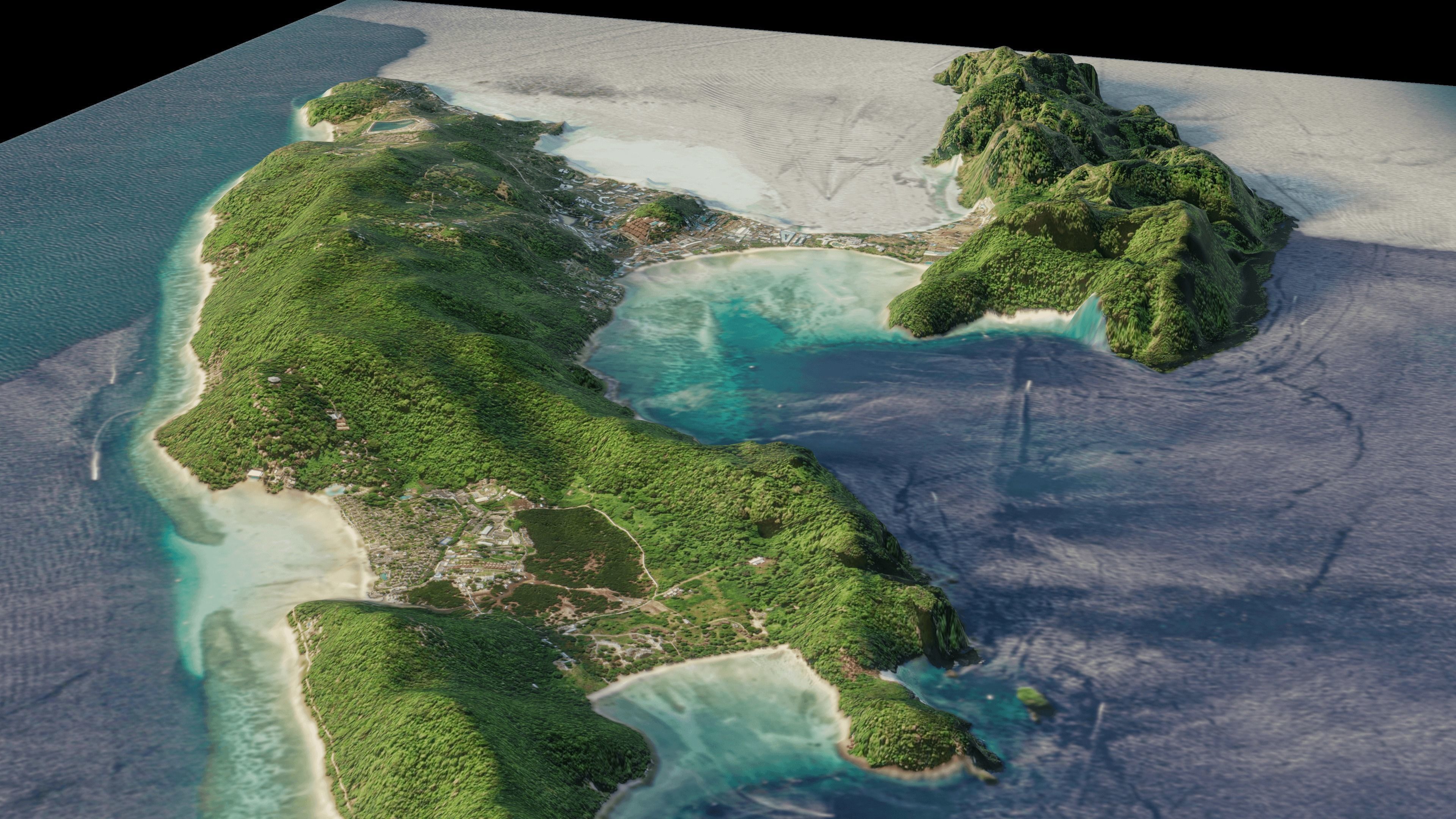Two tropical islands connected in Thailand 3D model_1