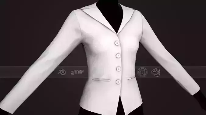 White Woman Blazer  Low-poly 3D model