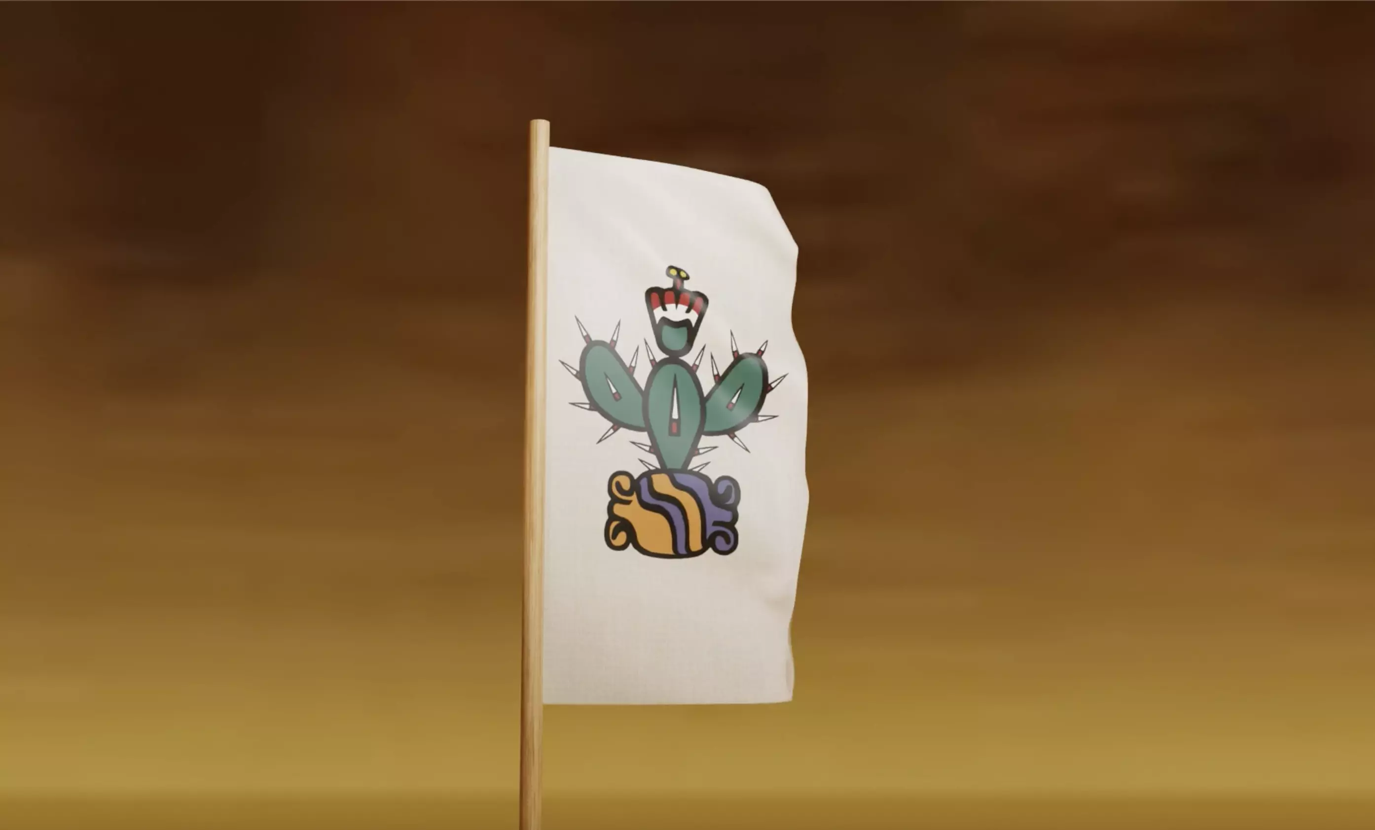 Historical Aztec flag 3D model_0