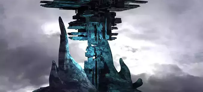 Ice Sci fi Base Tower Rocks 2 3D model