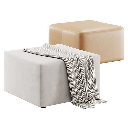 Large Square Poufs Irocodesign 3D model 2
