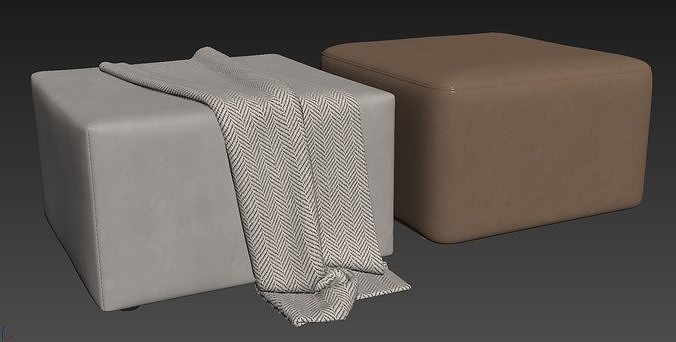 Large Square Poufs Irocodesign 3D model 4