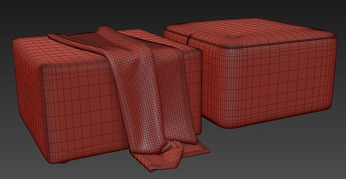 Large Square Poufs Irocodesign 3D model 6