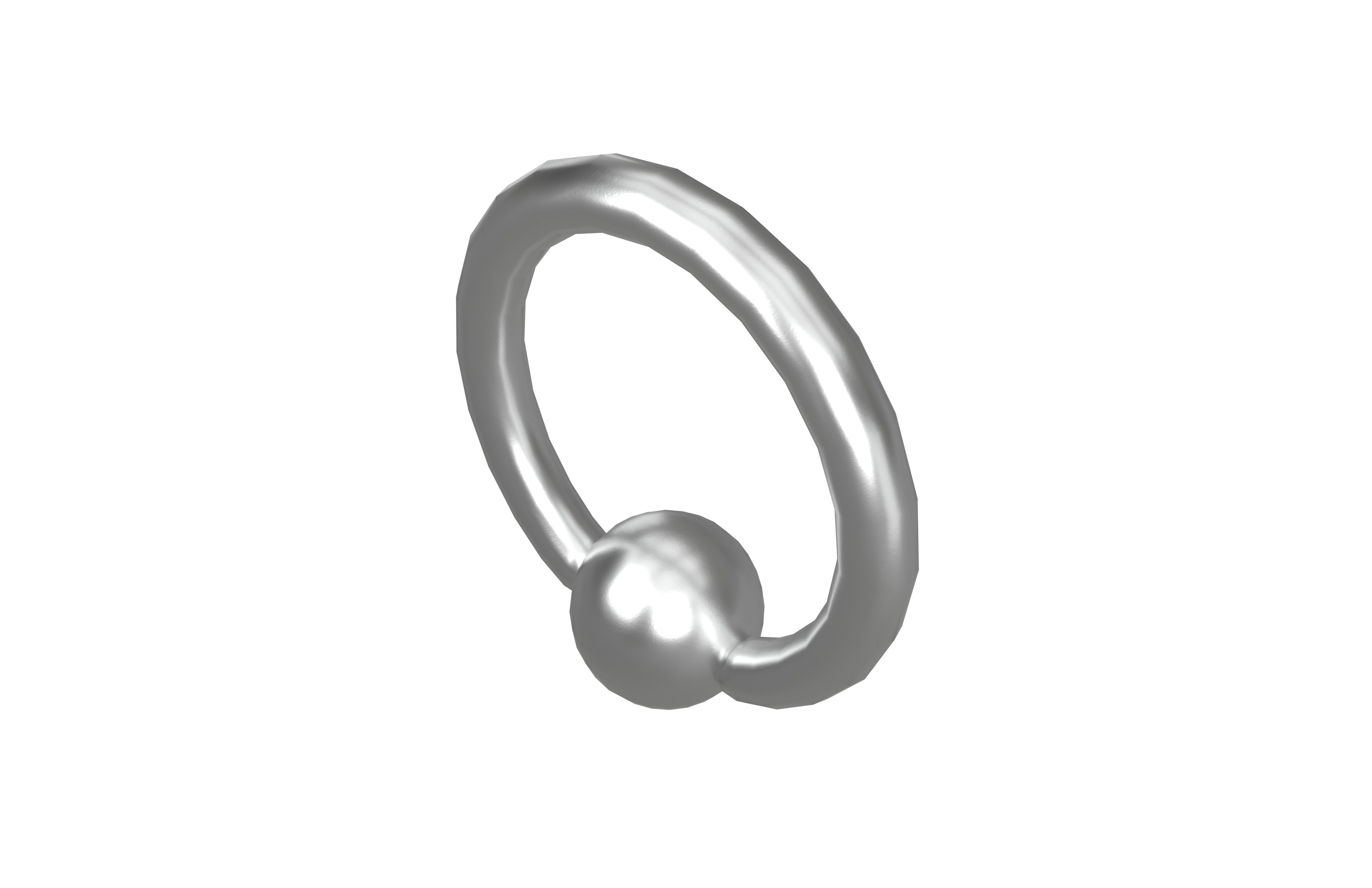 Steel Ball Closure Ring Earring v1 001 Low-poly 3D model_3