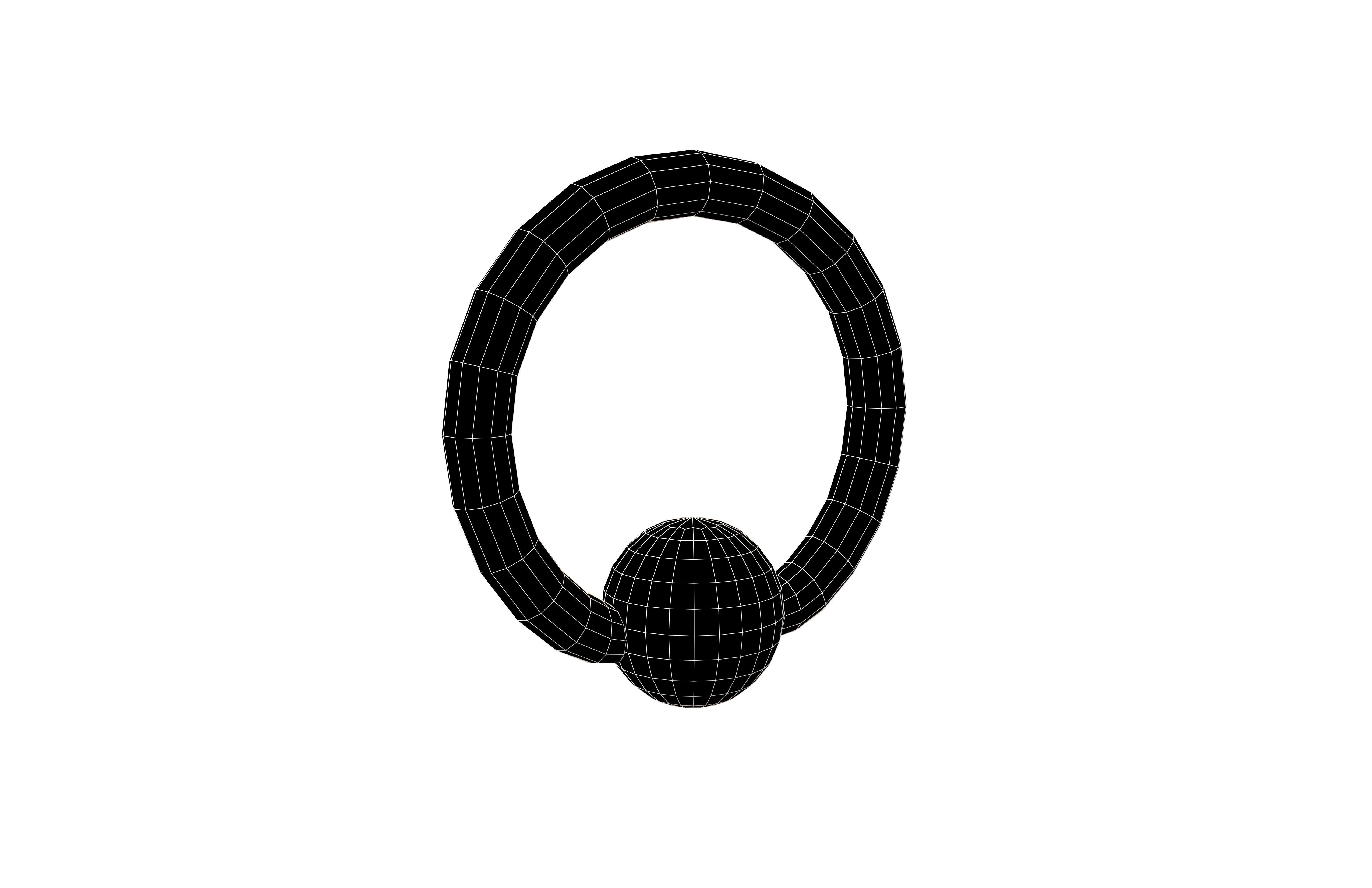 Steel Ball Closure Ring Earring v1 002 Low-poly 3D model_6