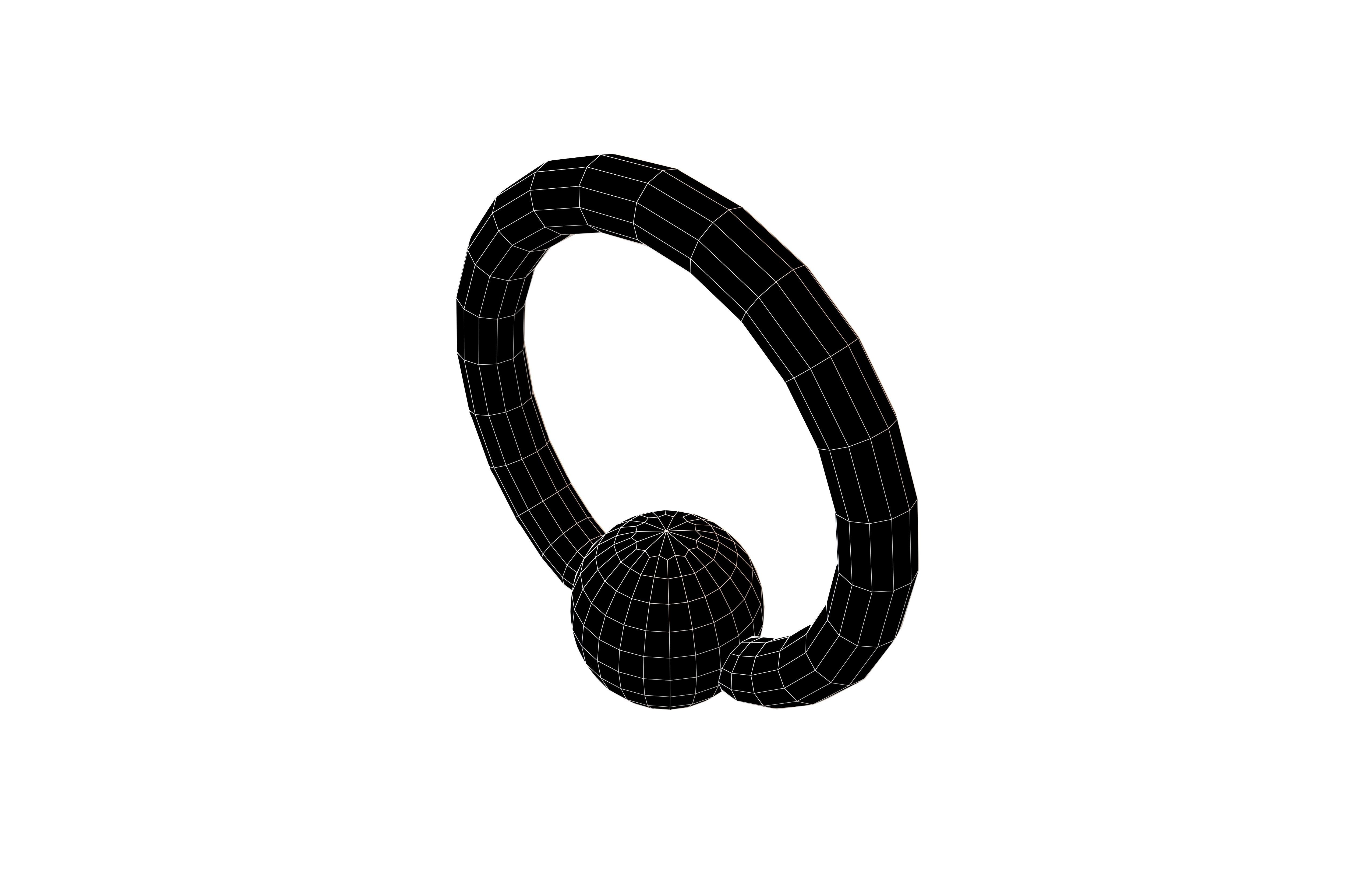 Steel Ball Closure Ring Earring v1 002 Low-poly 3D model_7