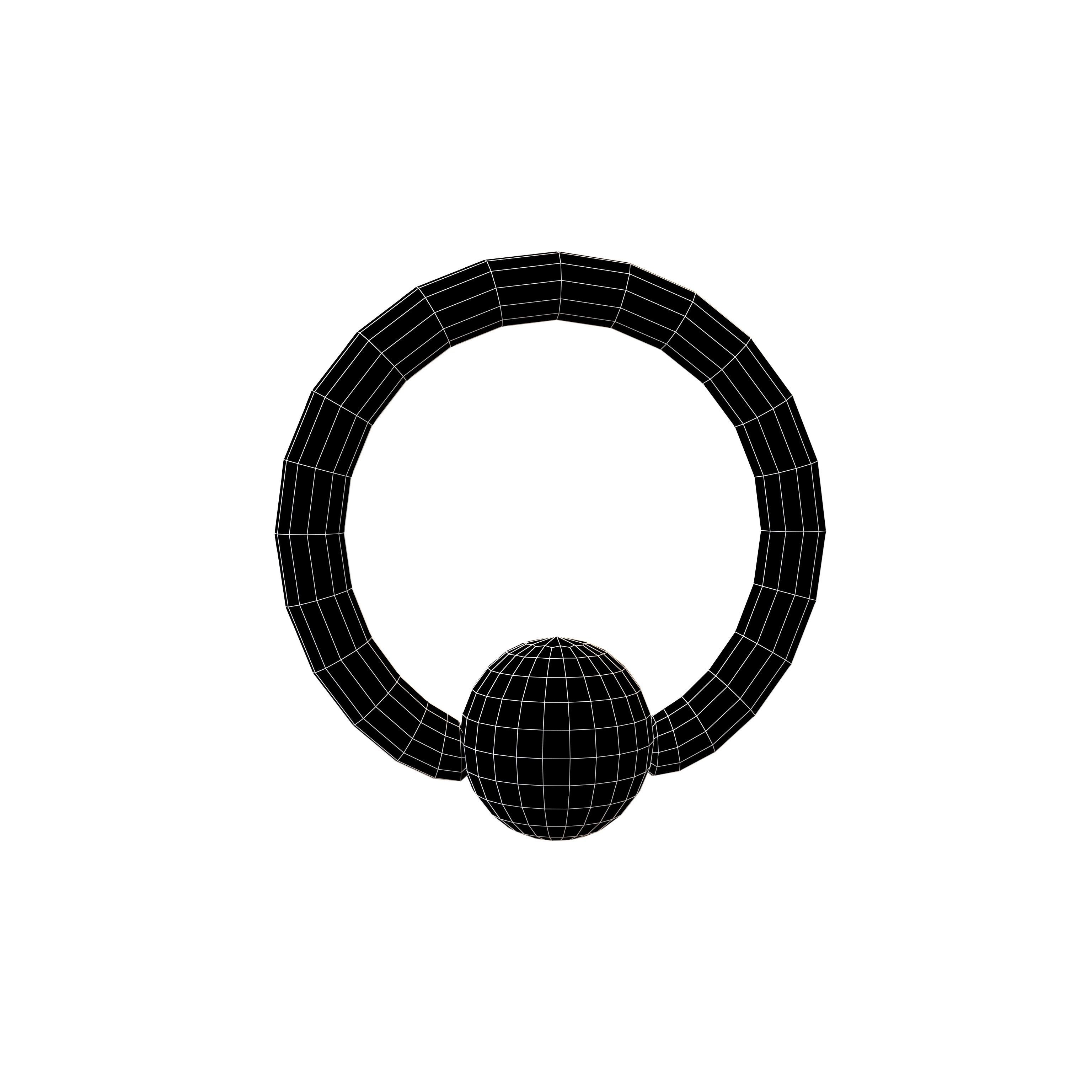 Steel Ball Closure Ring Earring v1 002 Low-poly 3D model_5