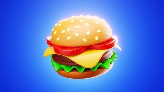 Cartoon Cheeseburger - Stylized Food Asset 3D model