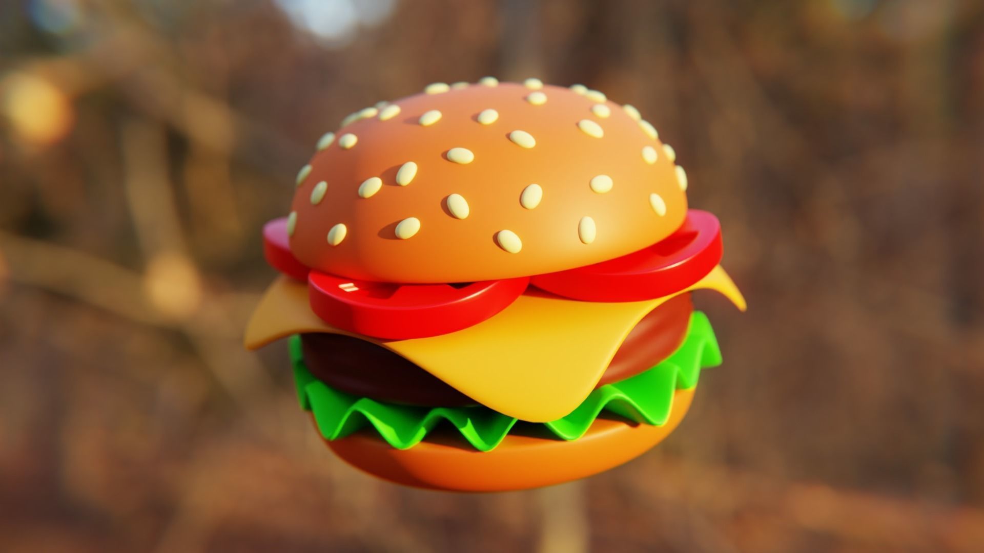 Cartoon Cheeseburger - Stylized 3D Food Model 3D model_4