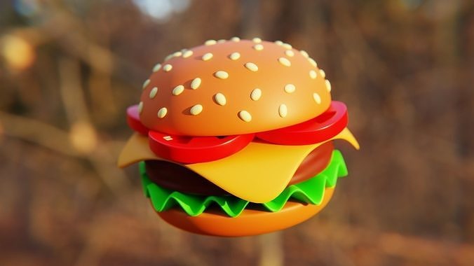 Cartoon Cheeseburger - Stylized 3D Food Model 3D model 4
