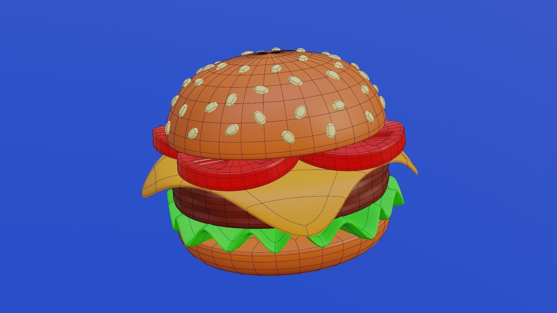 Cartoon Cheeseburger - Stylized 3D Food Model 3D model_9