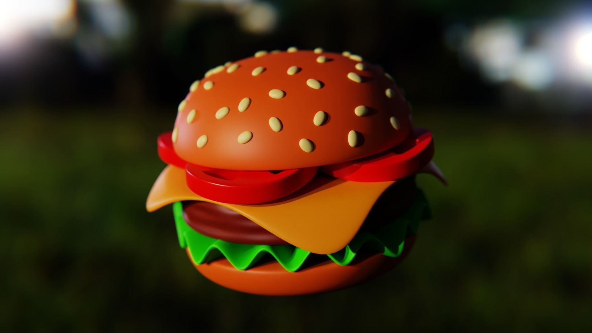 Cartoon Cheeseburger - Stylized 3D Food Model 3D model_5