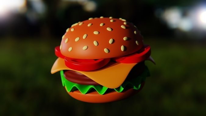 Cartoon Cheeseburger - Stylized 3D Food Model 3D model 5